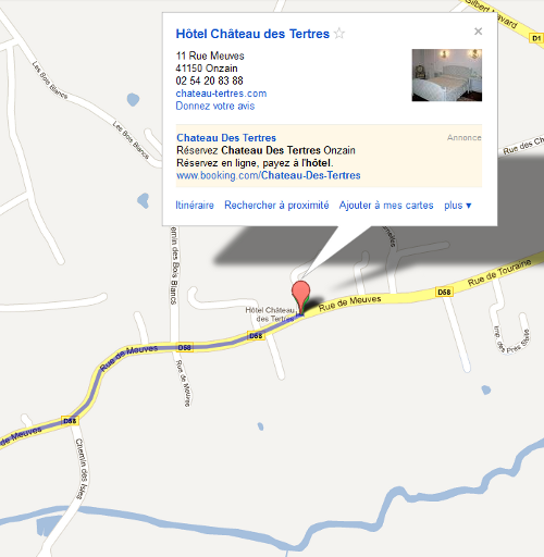 La Fiche adresse d'un hôtel polluée par une pub booking La Fiche adresse d'un hôtel polluée par une pub booking