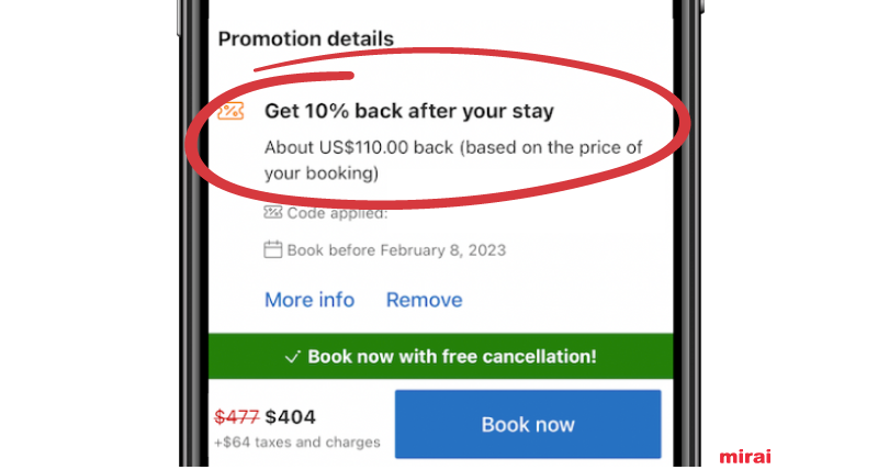 crédit voyage Booking mirai
