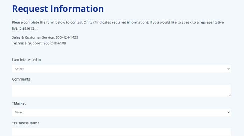 Formulaire de contact du service client Onity