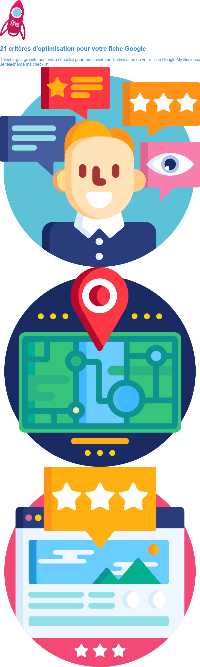 21 critères d'optimisation pour votre fiche Google Téléchargez gratuitement votre checklist pour tout savoir sur l'optimisation de votre fiche Google My Business Je télécharge ma checklist