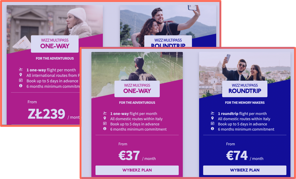 La nouvelle offre Wizz Multipass offerte en aller simple ou aller-retour