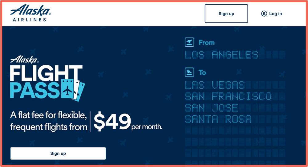 Alaska Airline propose également un abonnement pour ses clients sur le continent Nord-Américain