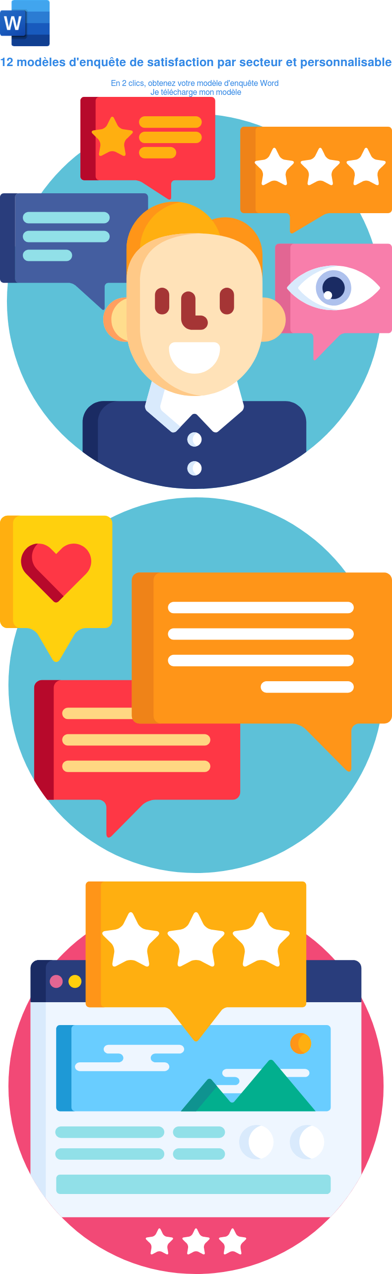 12 modèles d'enquête de satisfaction par secteur et personnalisable En 2 clics, obtenez votre modèle d'enquête Word Je télécharge mon modèle