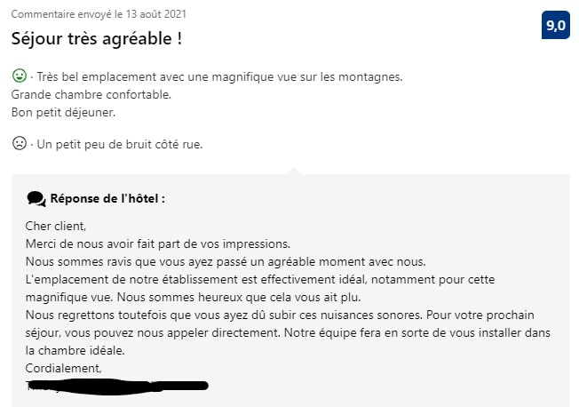 Modèle réponse avis mitigé