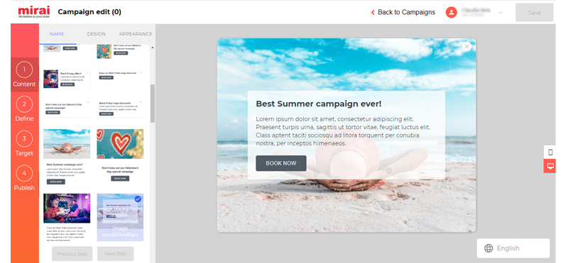 l’outil messages personnalisés mirai