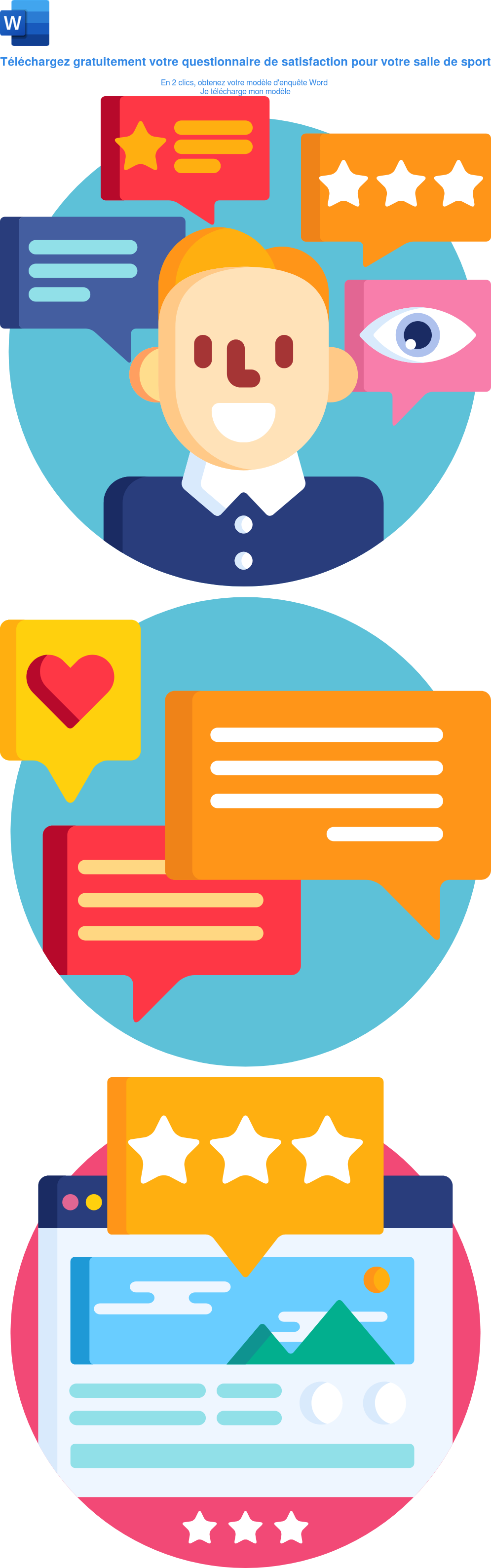 Téléchargez gratuitement votre questionnaire de satisfaction pour votre salle de sport En 2 clics, obtenez votre modèle d'enquête Word Je télécharge mon modèle