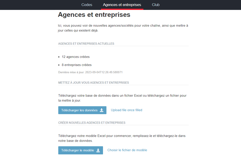 extranet mirai chaines vente privee agences entreprises