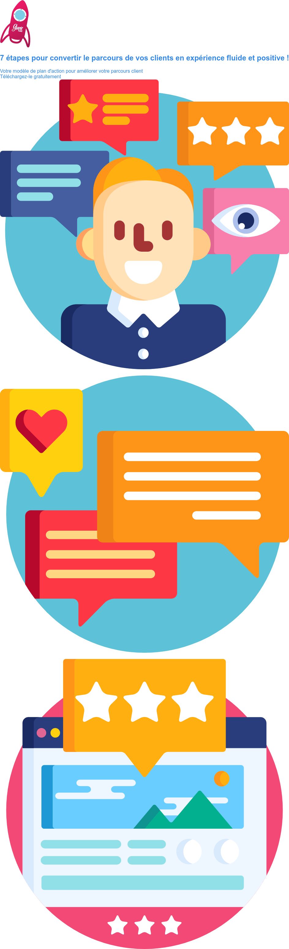 7 étapes pour convertir le parcours de vos clients en expérience fluide et positive ! Votre modèle de plan d'action pour améliorer votre parcours client Téléchargez-le gratuitement