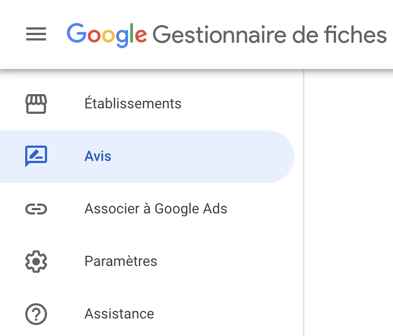 onglet avis google my business