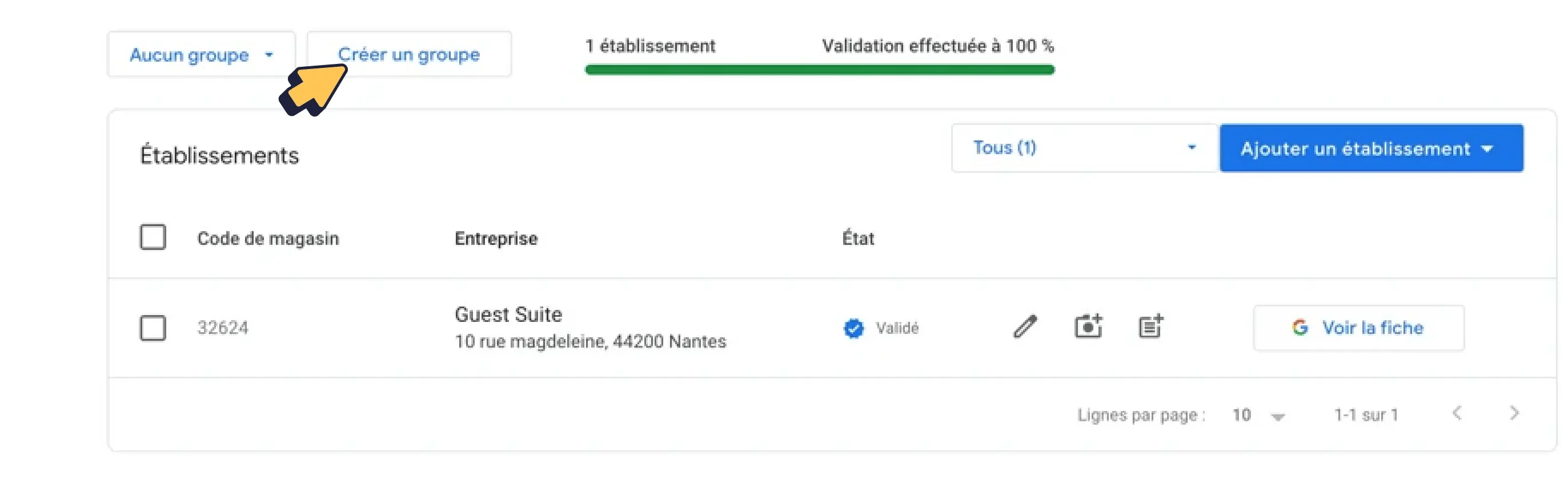 Creer un groupe fiche google