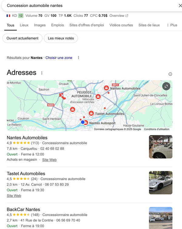 Google local pack automobile