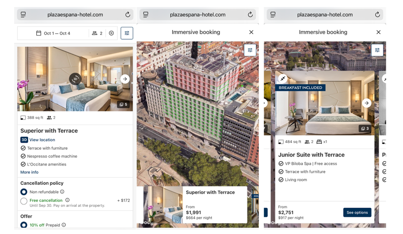 mirai moteur reservations 3D contexte tarif chanbre