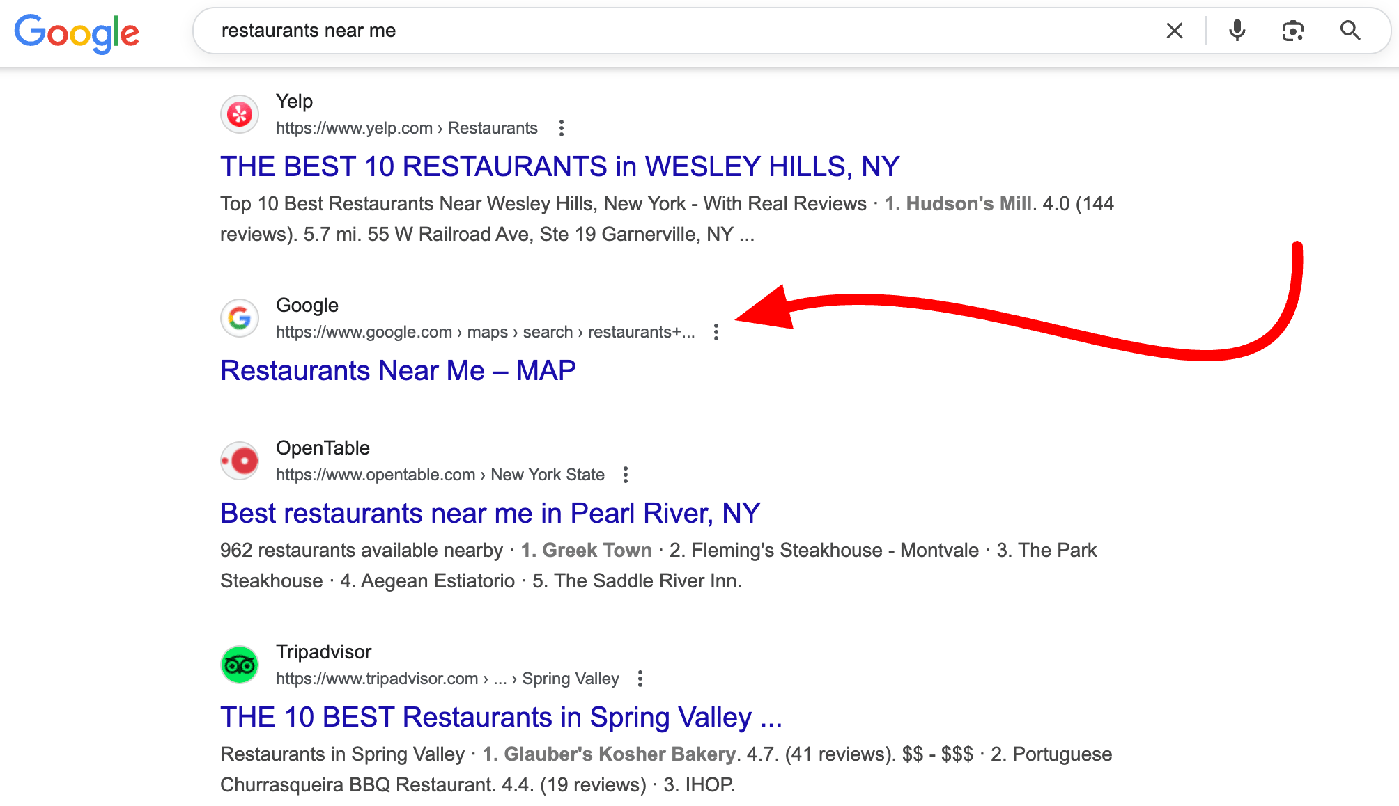 Google Search Restaurants Near Me