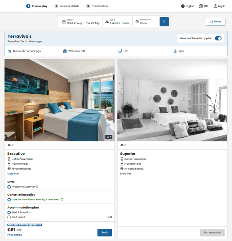 chambres non disponibles moteur reservations mirai
