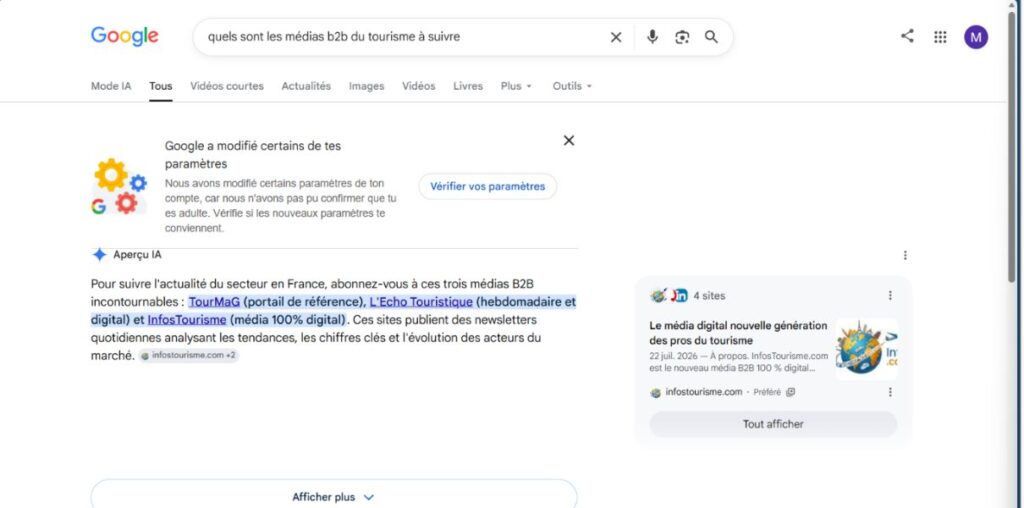 Google France Lance les Aperçus IA et le Mode IA, Impact SEO sur le Tourisme à Mesurer