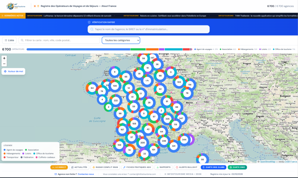 InfosTourisme lance un outil gratuit pour vérifier l'identité de 6 700 opérateurs de voyages référencés par Atout France.